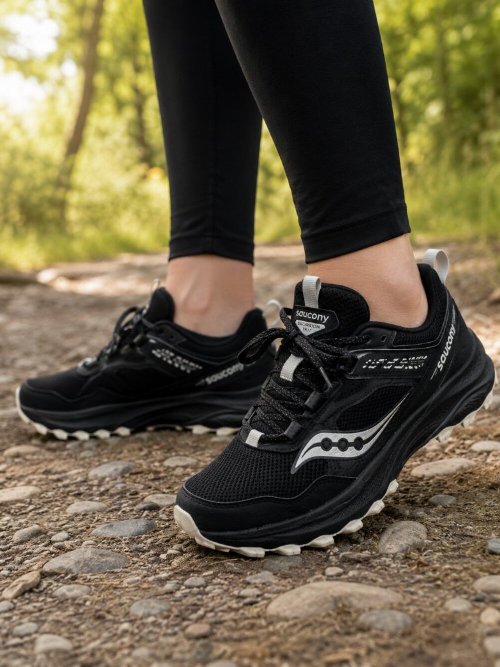 Saucony Excursion TR17 Trail Running Shoes Black White Women's Size 6.5